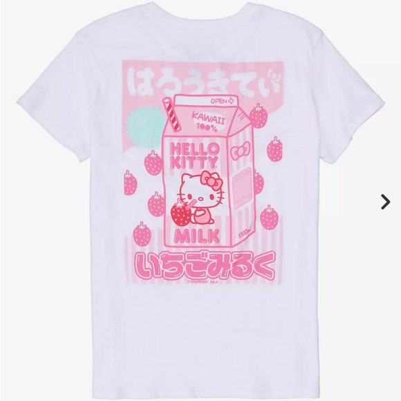 Sanrio Tops - Hello Kitty Strawberry milk T-Shirt retro 90’s Y2K kawaii